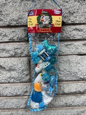 Blue Holiday Cat Toy Stocking Pack